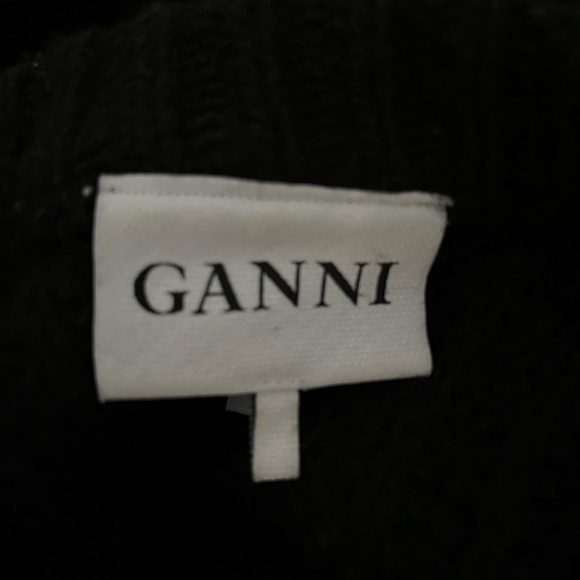 Ganni 100% Wool Black Ribbed Crew Neck Sweater XS - Picture 6 of 6